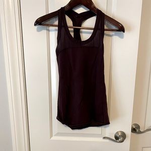 LuluLemon dark merlot color tank! Mesh details